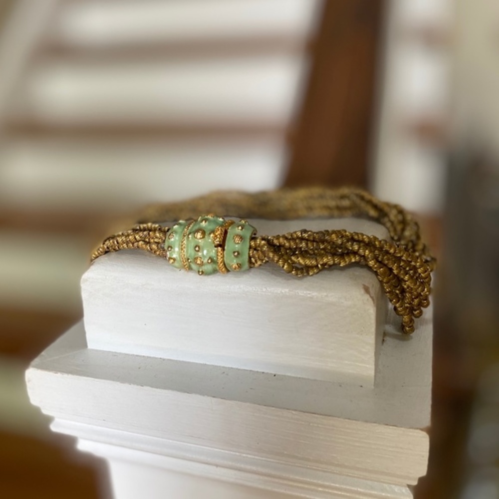 Kenneth Jay Lane Gold And Green Necklace - image 7